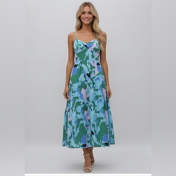 Shirred Panel Backless Midi A-Line Dress - Picture 2 of 10